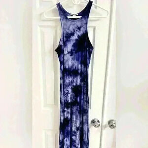 Blue Acid Wash Racerback Maxi Dress - Size Medium